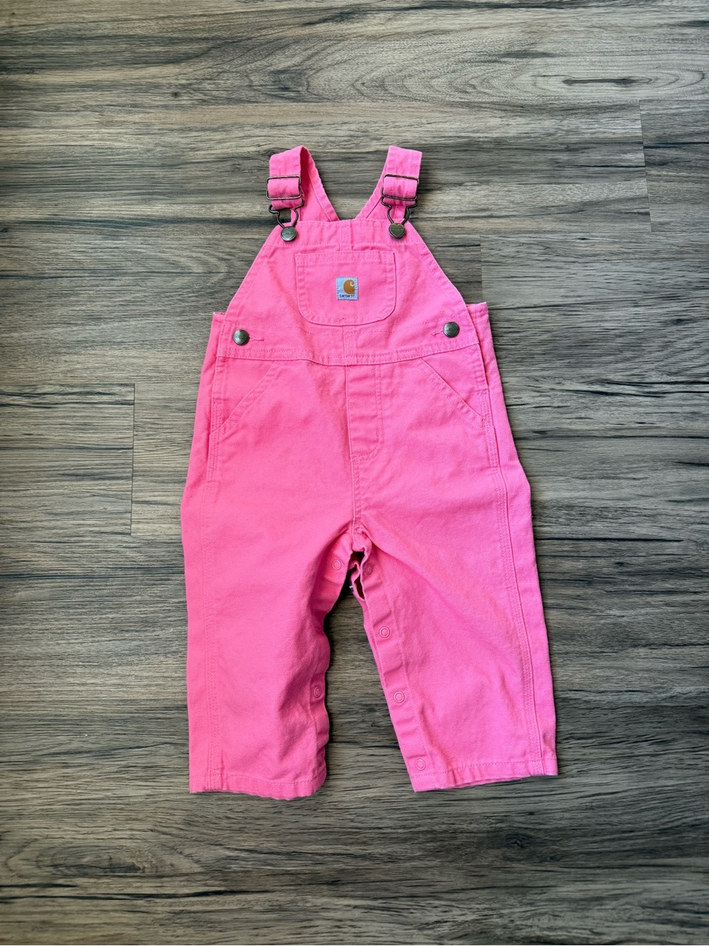 Carhartt Baby Girl 12M Pink Canvas Bib Overalls Snap Leg